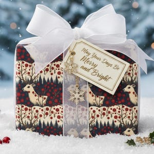 Folk Art Hirsch & Beere Weihnachtsgeschenkpapierrolle: Festliches Feiertagspapier