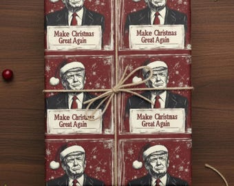 Make Christmas Great Again Trump Wrapping Paper: Political Red Holiday Gift Wrap