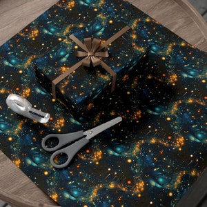 Galaxy Gift Wrapping Paper Black Outer Space Paper Space Wrapping Paper Roll Space Party Gift Idea Star Planet Abstract Universe Gift Paper