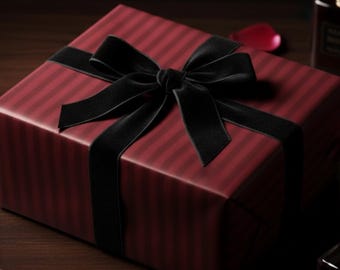 Burgundy Striped Wrapping Paper: Elegant Holiday Gift Wrap (Glossy or Matte)