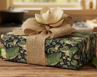 Alligator Wrapping Paper: Cajun Swamp Crocodile Gift Wrap Roll