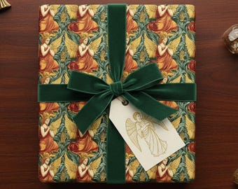 Angelic Floral Gift Wrap: Vintage Style Paper Roll