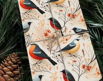 Papel de embrulho com estampa de aves-do-paraíso: Papel de presente floral para observadores de pássaros.