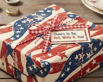 Patriotic Stars & Stripes Gift Wrap: USA Celebration Paper
