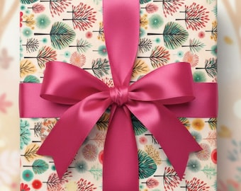 Geschenkpapier mit floralem Baummuster: lebhaftes Geschenkpapier im Frühlingswald