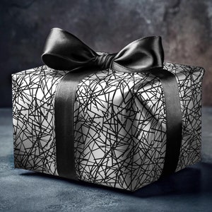 Black Abstract Wrapping Paper Modern Gift Wrap Roll Black and White Gift Wrap Geometric Design Party Paper Decorative Paper Wrap Trendy