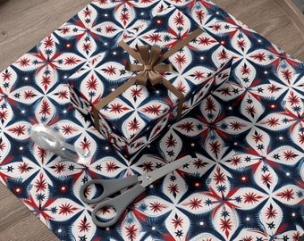 Patriottisch pinwheel inpakpapier zuidwestelijke print cadeauverpakking rood wit blauw papier patriottisch inpakpapier 4 juli papier bandana cadeau