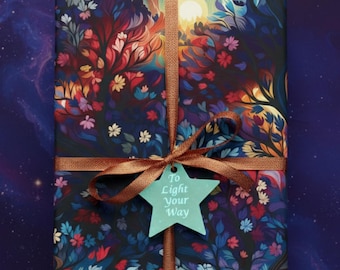 Botanical Tree Wrapping Paper: Elegant Floral Gift Wrap
