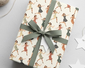 Presentpapper för vintagedansande damer: Retro presentpapper i 1950-talsstil