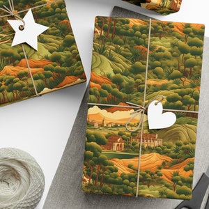 California Culture Gift Wrap Vineyard Landscape Wrapping Paper Wine Green Plant Tree Design Italian Gift Wrap Wine Lover Pacific Spanish