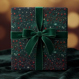 Kerstcadeaupapier met sterrennacht: feestelijke afdruk van het sterrenstelsel
