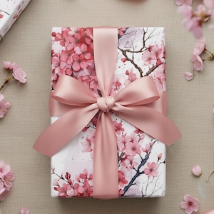 Cherry Blossom Wrapping Paper: Pink Sakura Floral Gift Wrap