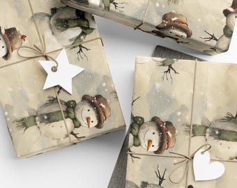 Winter Snowman Gift Wrap Beatrix Potter Wrapping Paper Snowman Gift Wrapping Paper Christmas Winter Cheerful Traditional Holiday Gift Wrap