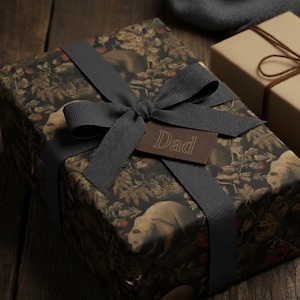 Woodland Bear Wrapping Paper: Vintage Forest Animal Gift Wrap, Masculine Gift
