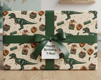 Carta da regalo con dinosauro T-Rex: carta da regalo per compleanni di bambini, carta natalizia