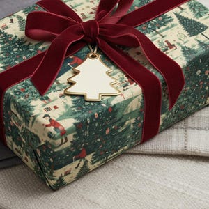 Vintage Christmas Wrapping Paper Retro Style Holiday Gift Wrap Festive Christmas Tree 1950s Retro Christmas Gift Wrap