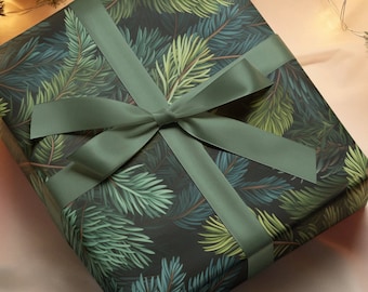 Colorado Spruce Tree Regalo Papel de envoltura Evergreen Conífera Agujas verde oscuro Pino Amante de la naturaleza Minimalista Navidad Wrap Roll Bosque