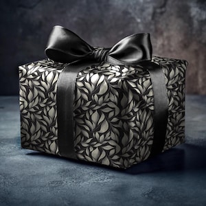 Black and White Wrapping Paper Elegant Leaf Wrapping Paper Botanical Gift Wrap Nature Inspired Gift Wrap Floral Paper Gift Wrap Roll Formal