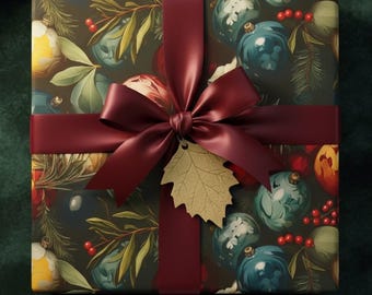 Colorful Christmas Ornaments Wrapping Paper: Festive Holiday Bulbs