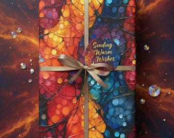 Stained Glass Rainbow Wrapping Paper: Vibrant Mosaic Art Gift Wrap