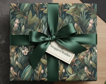Eucalyptus Botanical Wrapping Paper: Grey Green Plant Print Gift Wrap