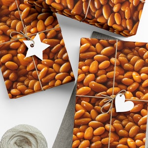 Baked Beans Gift Wrap Vibrant Orange and Brown Beans Food Cooking Funny Gift Wrapping Paper Unique Design Perfect for Cooks and Gag Gifts