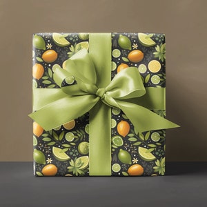 Citrus Bliss Wrapping Paper Citrus Lemon Lime Colorful Green Lemons and Limes Vibrant Green and Yellow Design Summer Paper Summer Margarita