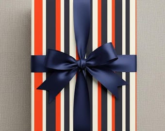 Orange, Black & Cream Striped Wrapping Paper: Modern Gift Wrap
