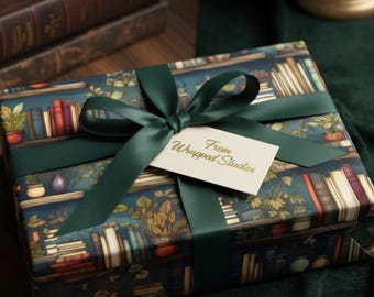 Library Bookshelf Wrapping Paper: Teacher Librarian Gift Wrap