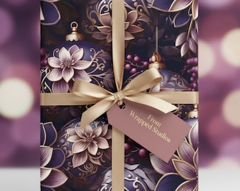 Lila & Gold Blumenornament Geschenkpapier