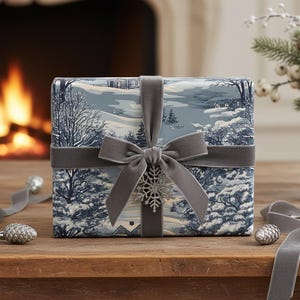 Winter Village Christmas Wrapping Paper Roll: Snowy Landscape Gift Wrap for Holidays image 1