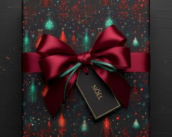 Science Christmas Wrapping Paper: Test Tubes, Beakers, Trees