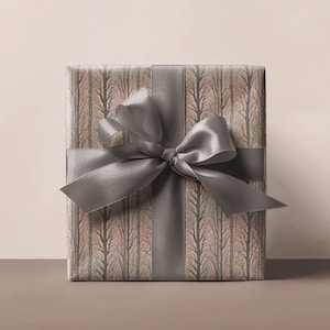Elegant Tree Design Wrapping Paper Nature Gift Wrap Rustic Woodland Paper Forest Branches Birthday Present Neutral Brown Winter Paper Bronze