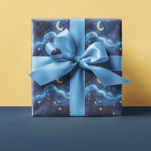 Carta da regalo cielo notturno Carta da regalo astronomia spaziale Carta da regalo luna e stelle blu Carta da regalo amanti dello spazio blu marino Carta notte stellata Carta luna galassia