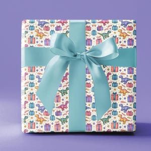 Dinosaur Wrapping Paper: Pastel Dino Birthday Party Gift Wrap