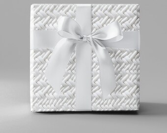 Luxurious White Textured Wrapping Paper Elegant Gift Wrap Woven Pattern Paper Chic Wedding Present Wrap Modern Gift Packaging Idea