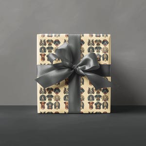 Inpakpapier hond portret cadeaupapier puppy hond cadeaupapier uniek huisdier verjaardagspapier hondenliefhebber viering inpakpapier hond beige vintage