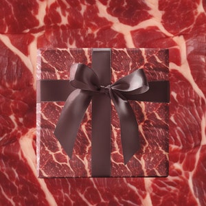 Meat Lovers Delight Gift Wrapping Paper Carnivore Vibrant Red Rare Beef Protein Design Perfect for Gag Gifts or Any Funny Occasion Butcher