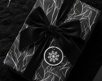 Carta da regalo con rami astratti in bianco e nero: carta da regalo moderna