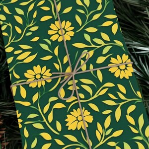 Floral Green and Yellow Botanical Wrapping Paper Elegant Gift Wrap for Special Occasions Premium Quality Paper Perfect for Birthday Wedding