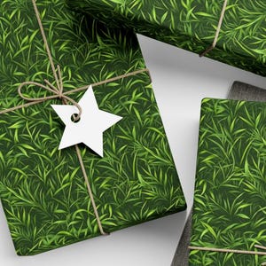 Fresh Green Grass Wrapping Paper Lush Tropical Gift Wrap Jungle Leaves Premium Paper for Green Thumb Birthday Luxury Roll Bright Green Paper