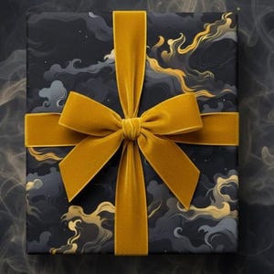 Abstract Black and Gold Gift Wrapping Paper: Modern Artistic Design