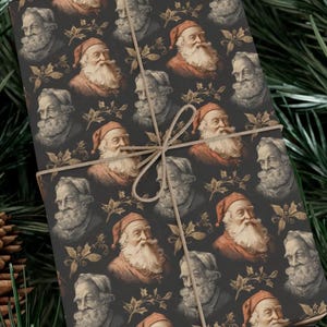 Vintage Santa Claus Wrapping Paper Christmas Gift Wrap Nostalgic Holiday Art Santa Illustration Merry Christmas Paper Festive Seasonal Gift