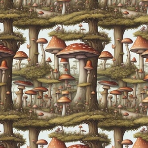 Papel de regalo con diseño de setas: diseño de bosque terroso, papel de regalo inspirado en la naturaleza. imagen 7