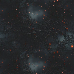 Dark Black Red Spider Web Wrapping Paper Nature Inspired Unique Design Gothic Trees Fog and Illuminated Web Halloween Gift Wrap Roll Goth