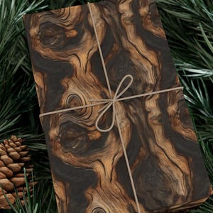 Carta da regalo effetto legno rustico, carta da regalo con texture in legno, marrone, nero, carta naturale terrosa per feste, compleanni, matrimoni, qualità premium, ecologica