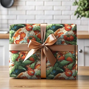 Pizza Wrapping Paper Pizza Gift Italian Food Gift Wrap Pizza Paper Tomato Basil Gift Wrap Tomato Basil Pizza Lover Funny Gift Wrap Gag Gift