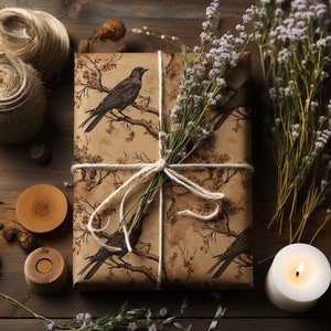 Raven & Branch Wrapping Paper: Rustic Earth Tone Gift Wrap
