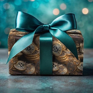 Bitcoin Geschenkpapier Krypto-Geschenkverpackung Blockketten-Design BTC-Geschenkverpackungen Filled Gelddruckpapier Digitale Währung Bitcoin-Bergbau-Geschenkverpackung