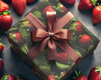 Strawberry Gift Wrap: Macro Photography Wrapping Paper